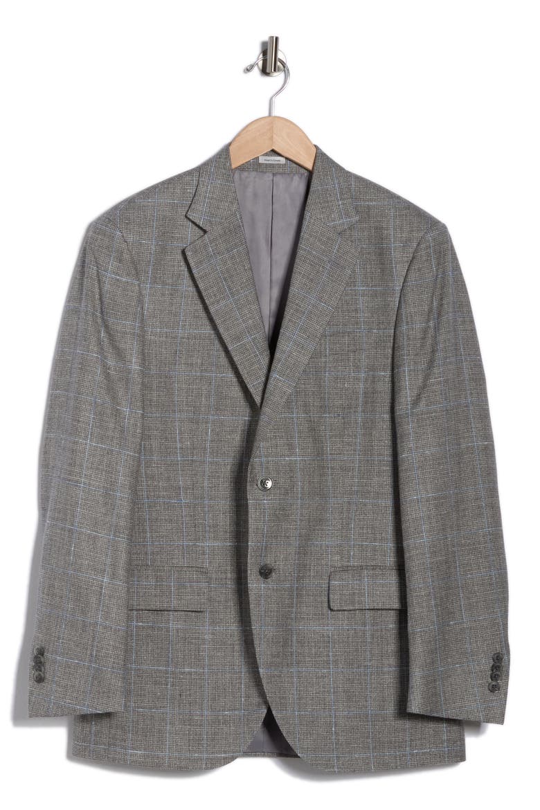 Flynn Classic Fit Windowpane Sport Coat, Main, color, LIGHT GREY