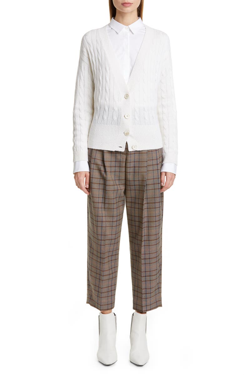 Brunello Cucinelli Prince of Wales Check Crop Trousers, Main, color, 