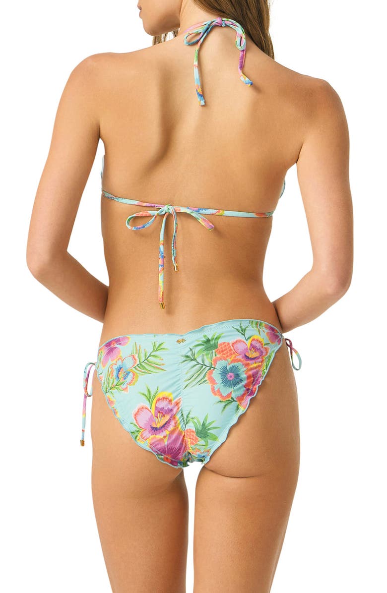 PQ SWIM Beaded Lettuce Edge Triangle Bikini Top, Alternate, color, Solana