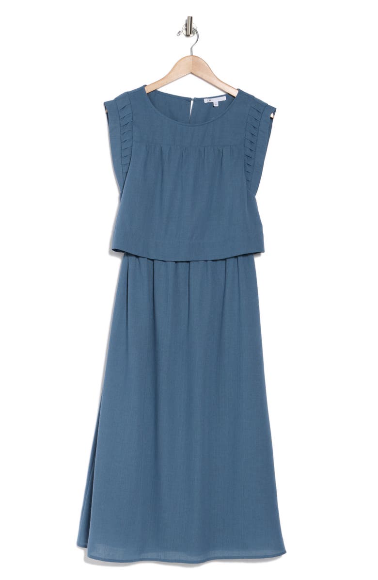 DR2 by Daniel Rainn Pleated Sleeve Midi Dress, Alternate, color, Blue Tin