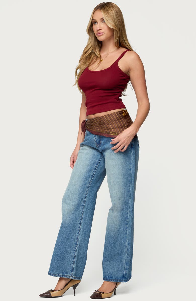 EDIKTED Basic Babe Crop Stretch Cotton Camisole, Alternate, color, Burgundy