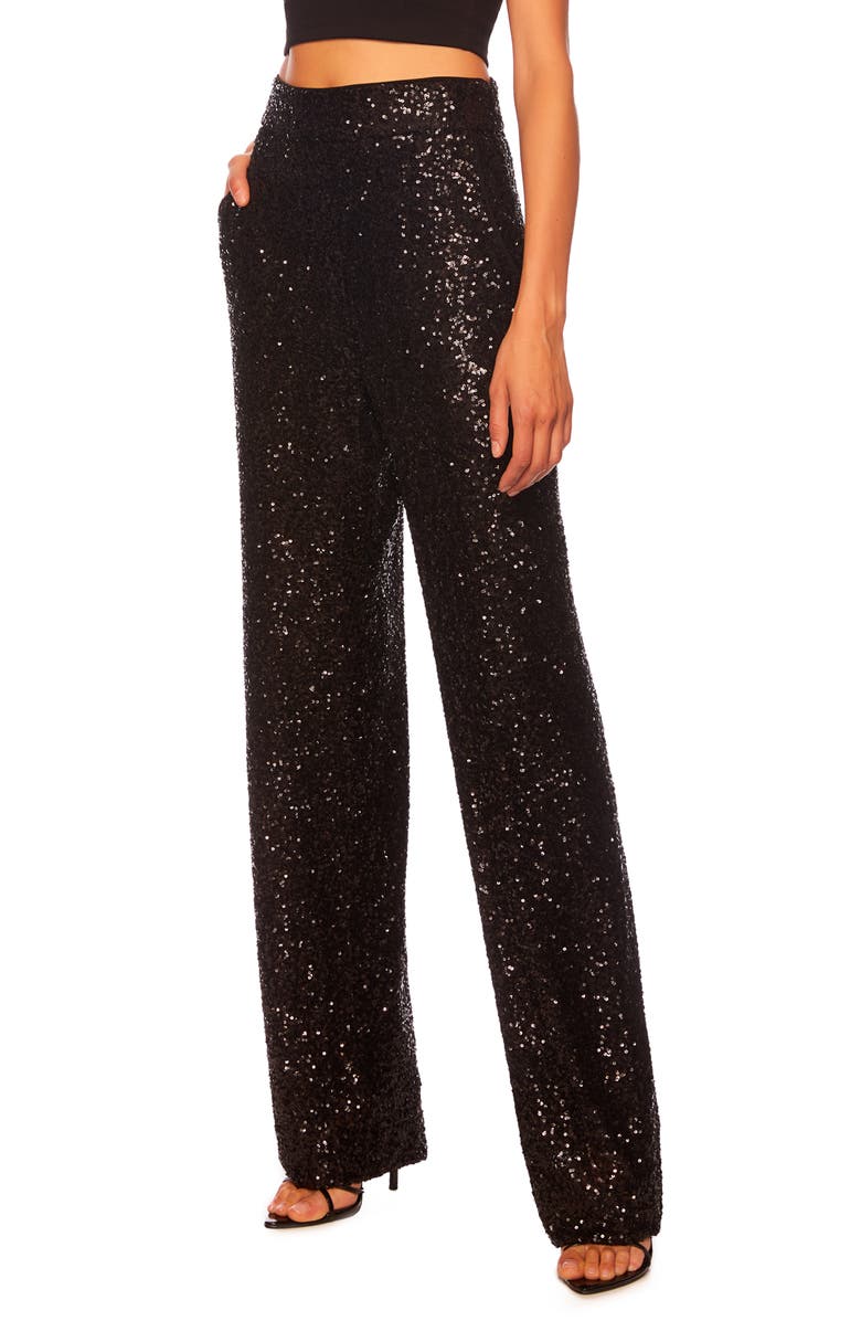 Susana Monaco Sequin High Waist Wide Leg Pants, Alternate, color, 