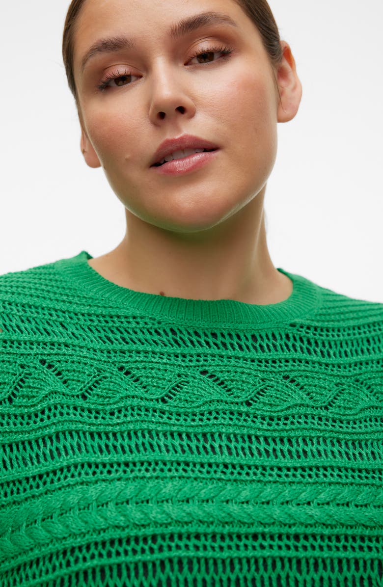 VERO MODA CURVE Lamar Open Stitch Sweater, Alternate, color, Bright Green
