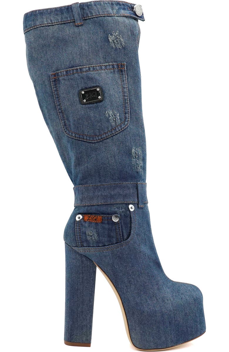 ZIGI Candida Platform Knee High Boot, Alternate, color, Blue Denim