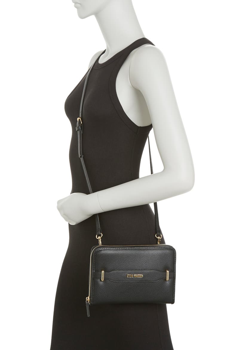 B Penn Wallet On Strap Crossbody, Alternate, color, BLACK