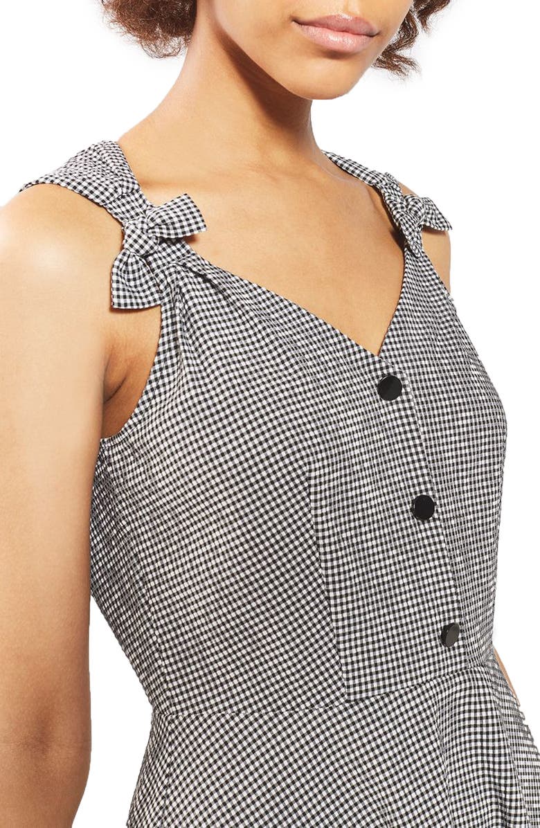 Topshop Gingham Skater Sundress, Alternate, color, 