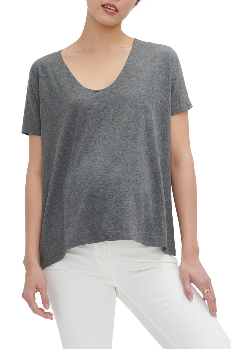 The Perfect Vee Maternity T-Shirt, Main, color, CHARCOAL