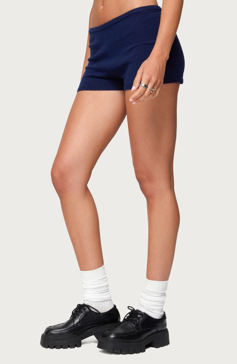 EDIKTED Arianna Knit Shorts, Alternate, color, Navy