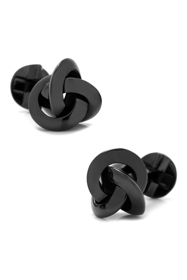 Black Knot Cuff Links, Main, color, BLACK