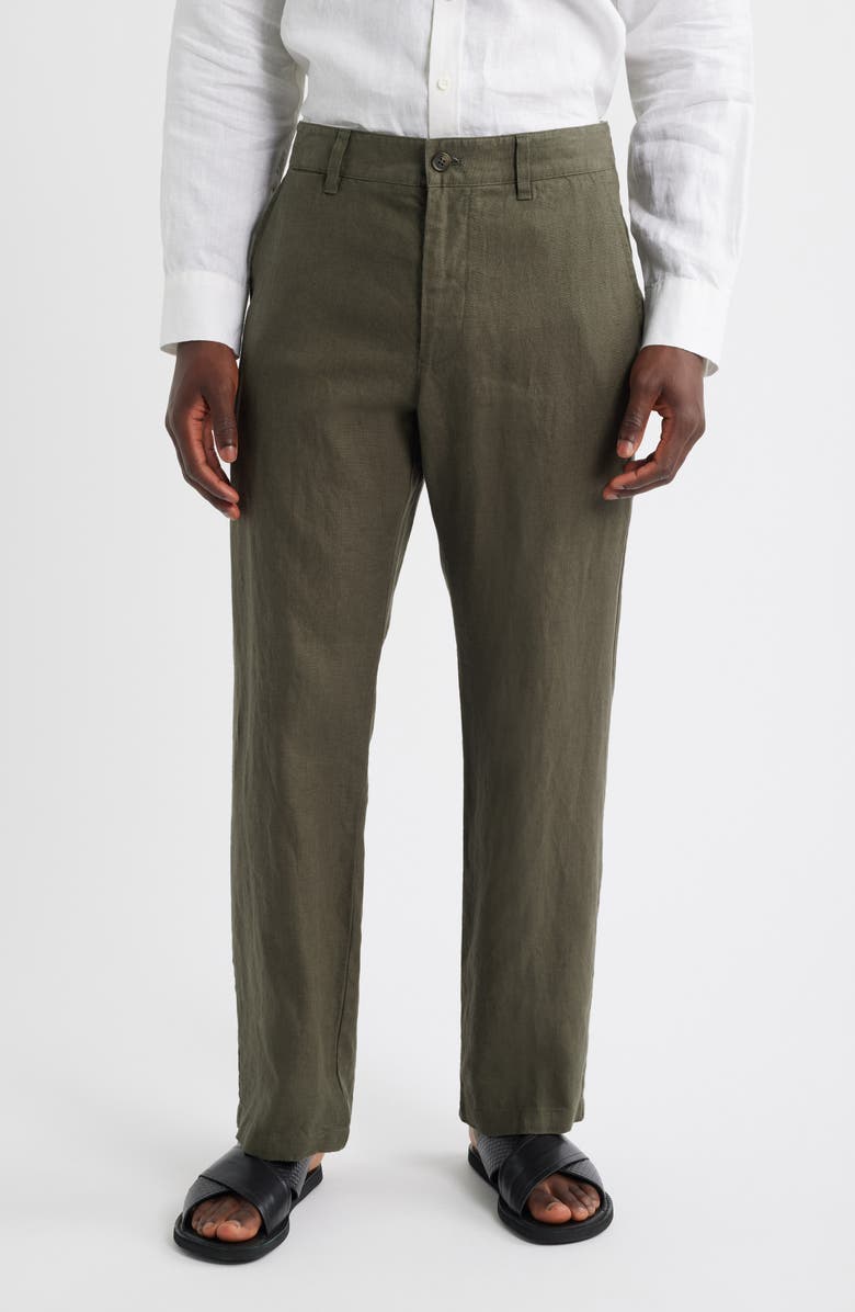 NN07 1454 Aden Flat Front Linen Chinos, Main, color, Croc Green