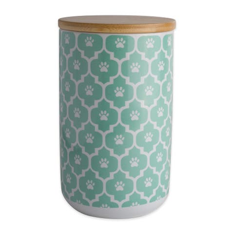 Ceramic Pet Canister 4.5 Cup Capacity, Paw Lattice