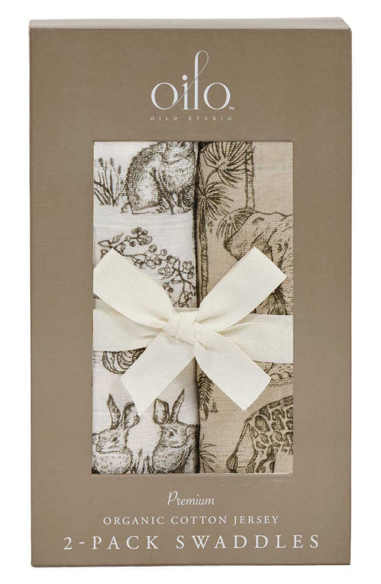 Oilo Assorted 2-Pack Organic Cotton Jersey Swaddle Blankets, Main, color, Bark