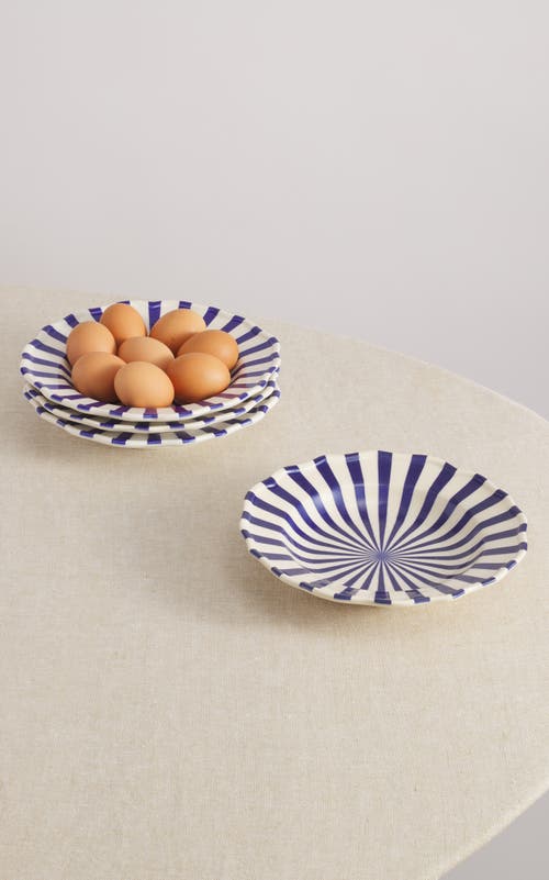 Maison Madison Home Mafalda 9,2'' Pasta Bowl Set Of 4 In Blue/cream