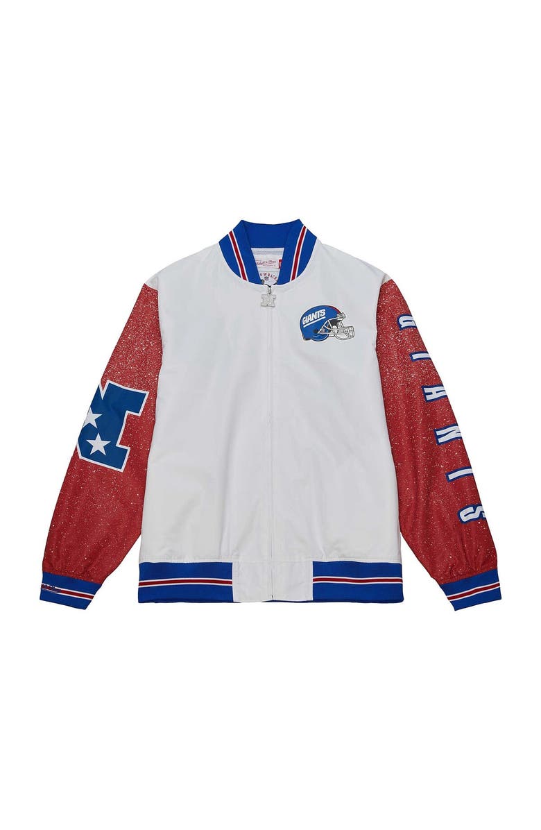 Mitchell & Ness Men's Mitchell & Ness  White New York Giants Team Burst Warm-Up Full-Zip Jacket, Alternate, color, 