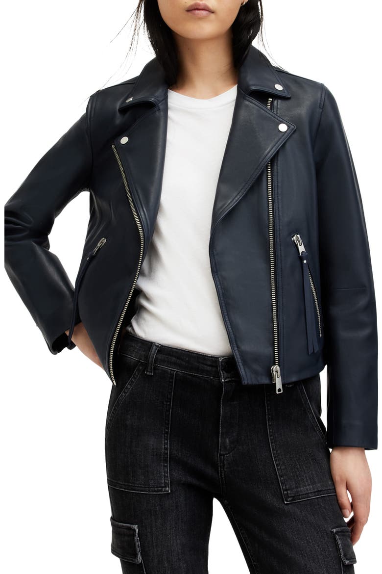 Dalby Leather Biker Jacket, Alternate, color, MIDNIGHT BLUE