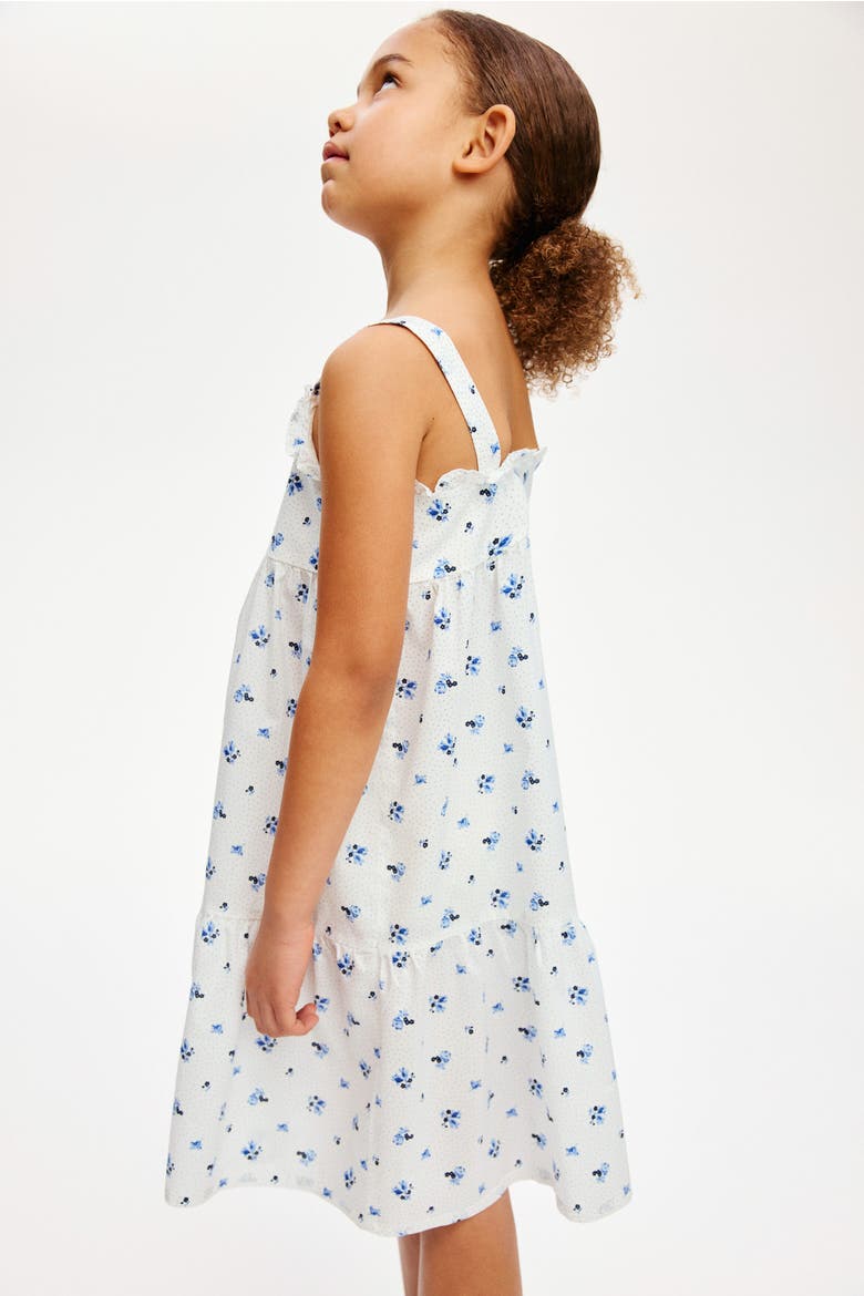 Tiered Cotton Dress, Alternate, color, White/floral