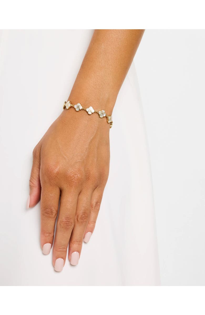 Jan Leslie Sterling With 18K Gold Overlay And Gemstones All Over Petal Bracelet, Alternate, color, White