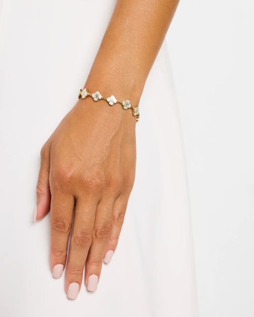 Jan Leslie Sterling With 18k Gold Overlay And Gemstones All Over Petal Bracelet In White