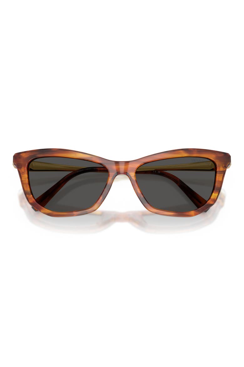 56mm Cat Eye Sunglasses, Alternate, color, STRIPED HAVANA / DARK GREY