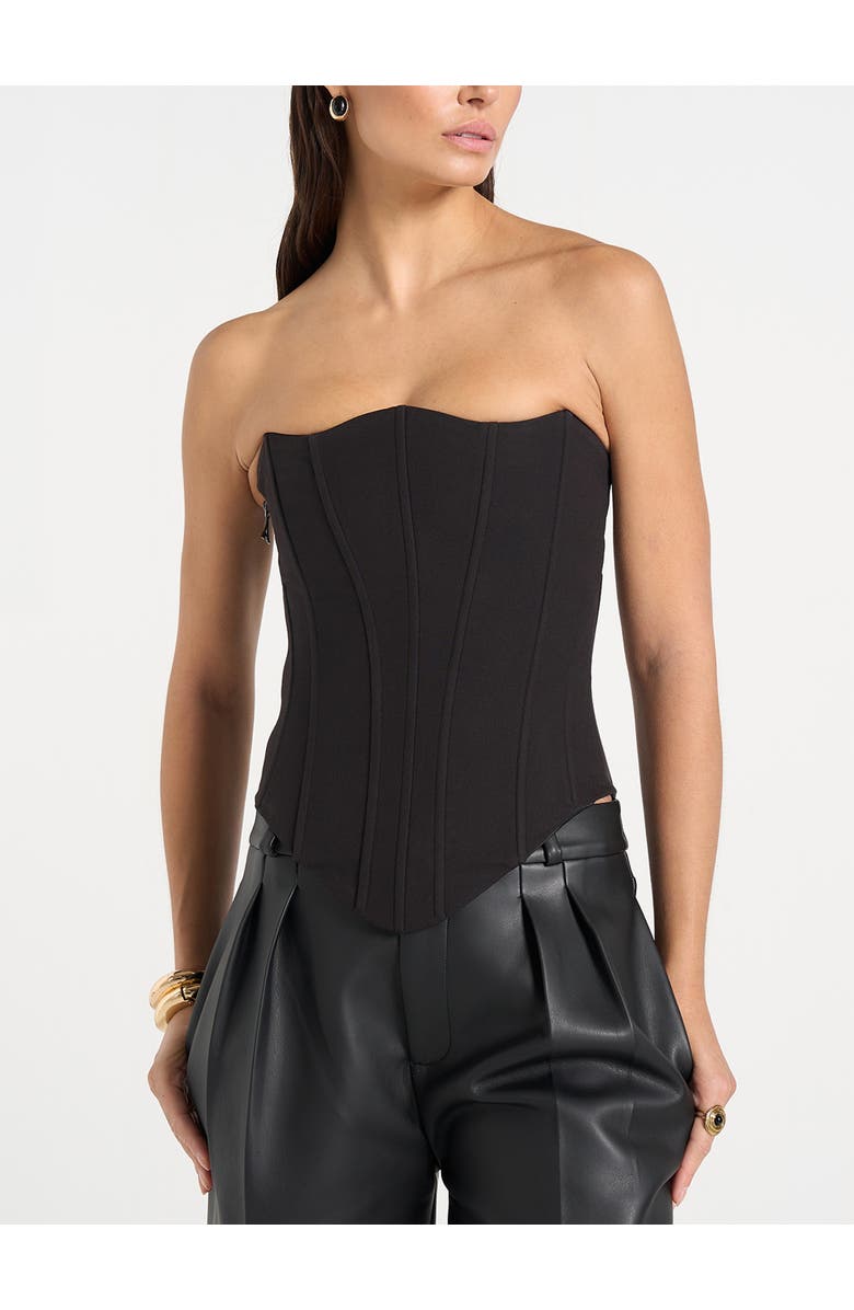 Manière De Voir Scarlett Tailored Lace Up Corset, Main, color, Black