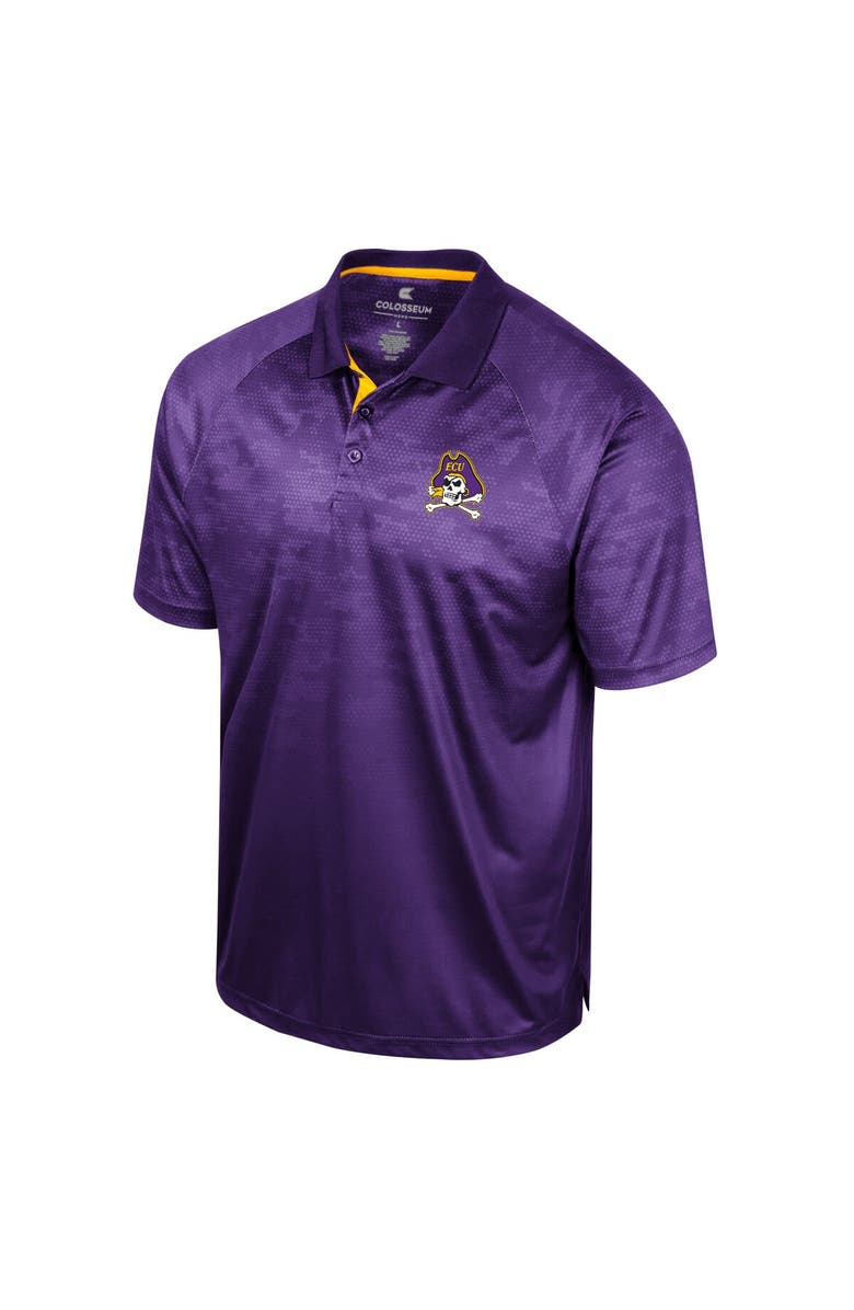 COLOSSEUM Men's Colosseum Purple ECU Pirates Honeycomb Raglan Polo, Alternate, color, 