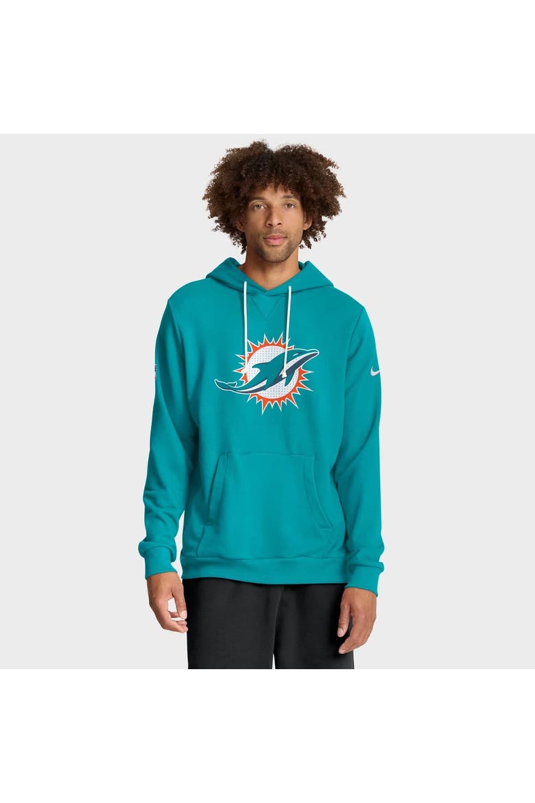 Men's Nike Aqua Miami Dolphins Sideline Initial Home Performance Pullover Hoodie, Alternate, color, Aqua