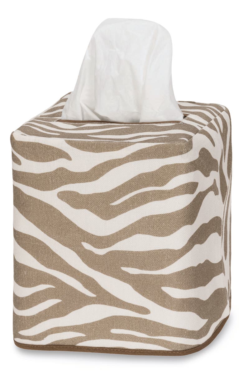 Matouk Regine Zebra Stripe Tissue Box Cover, Main, color, Coconut