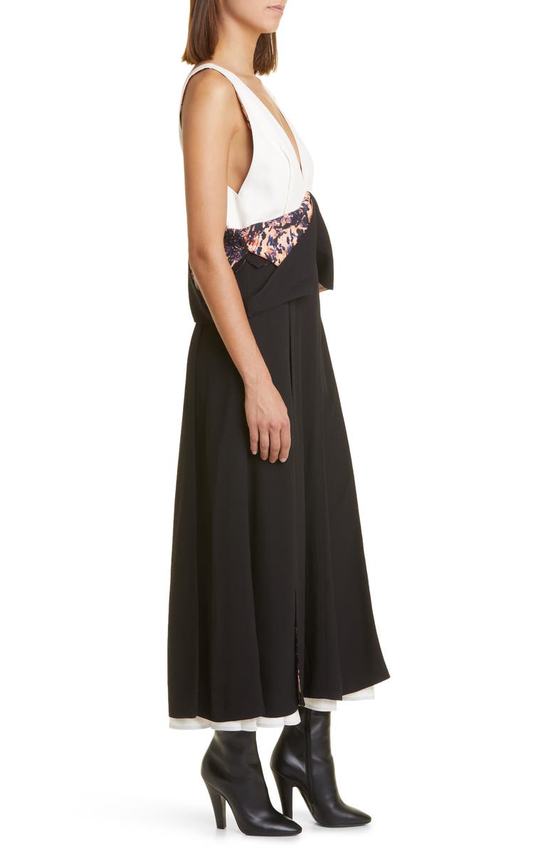 Proenza Schouler Floral Detail Double Bodice Crepe Dress, Alternate, color, 