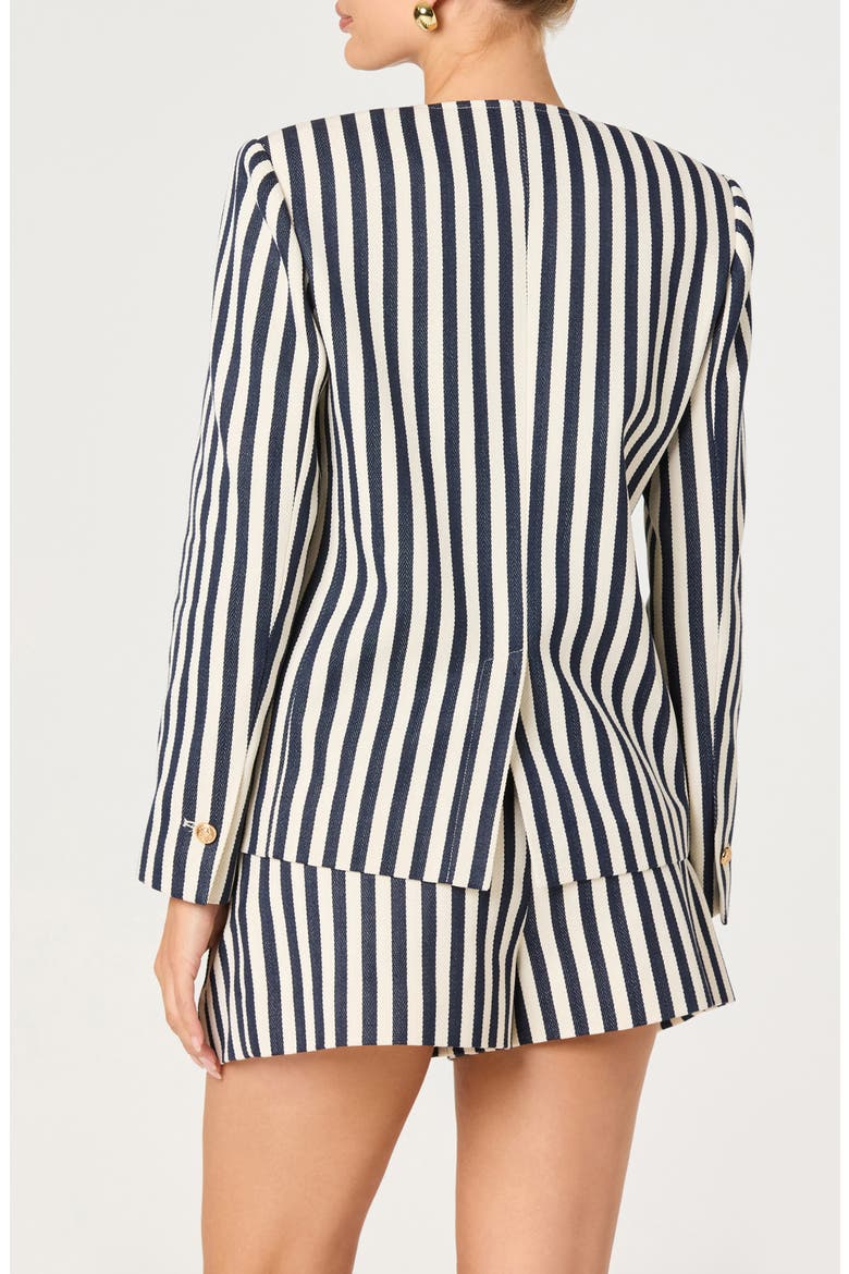 Danae Stripe Denim Jacket, Alternate, color, CREAM NAVY STRIPE