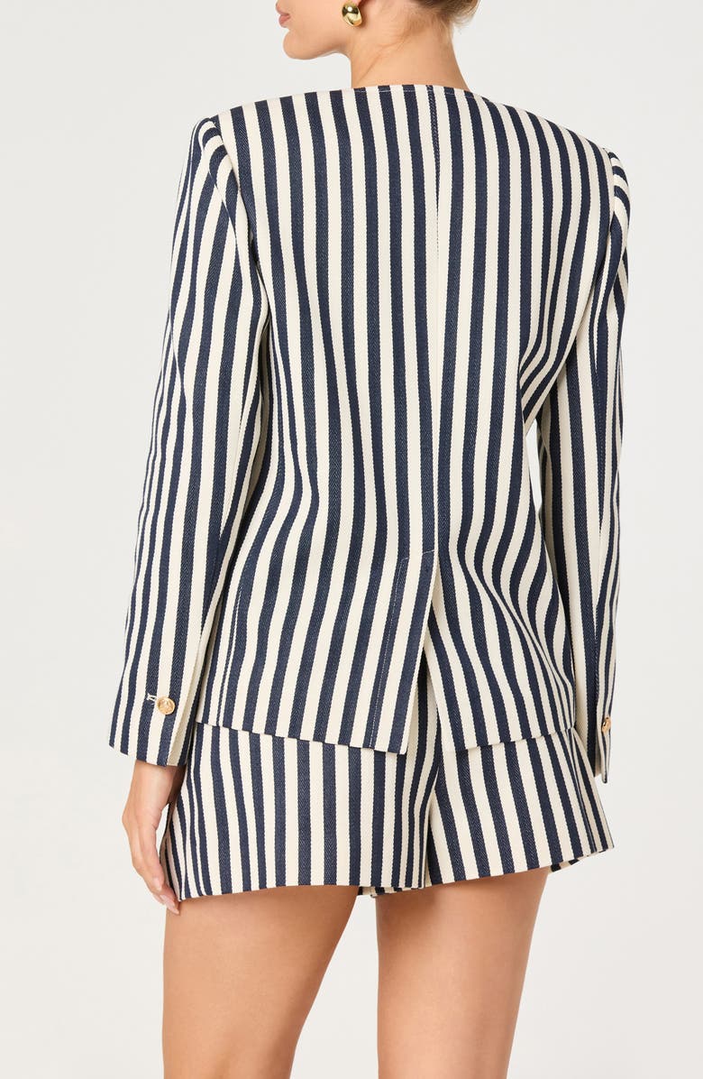 ASTR the Label Danae Stripe Denim Jacket, Alternate, color, Cream Navy Stripe