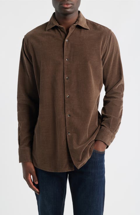 Cotton & Cashmere Corduroy Button-Up Shirt