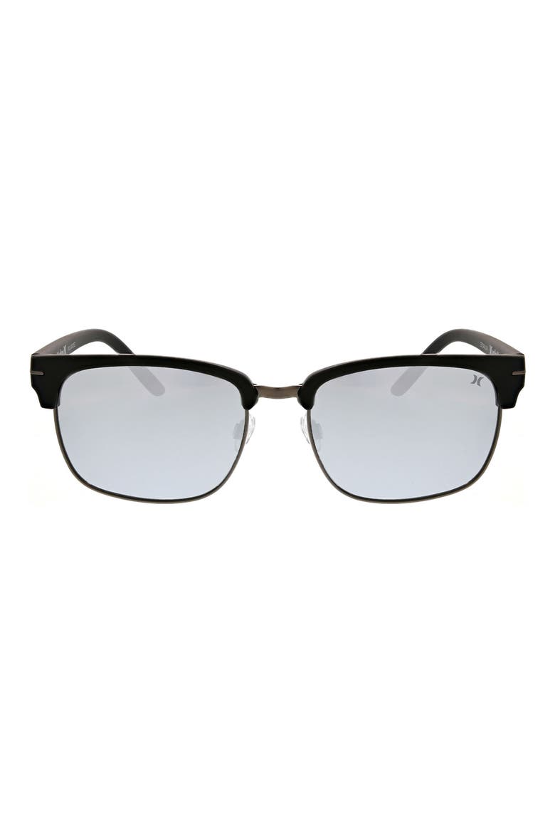 Retro 56mm Polarized Square Sunglasses, Main, color, BLACK