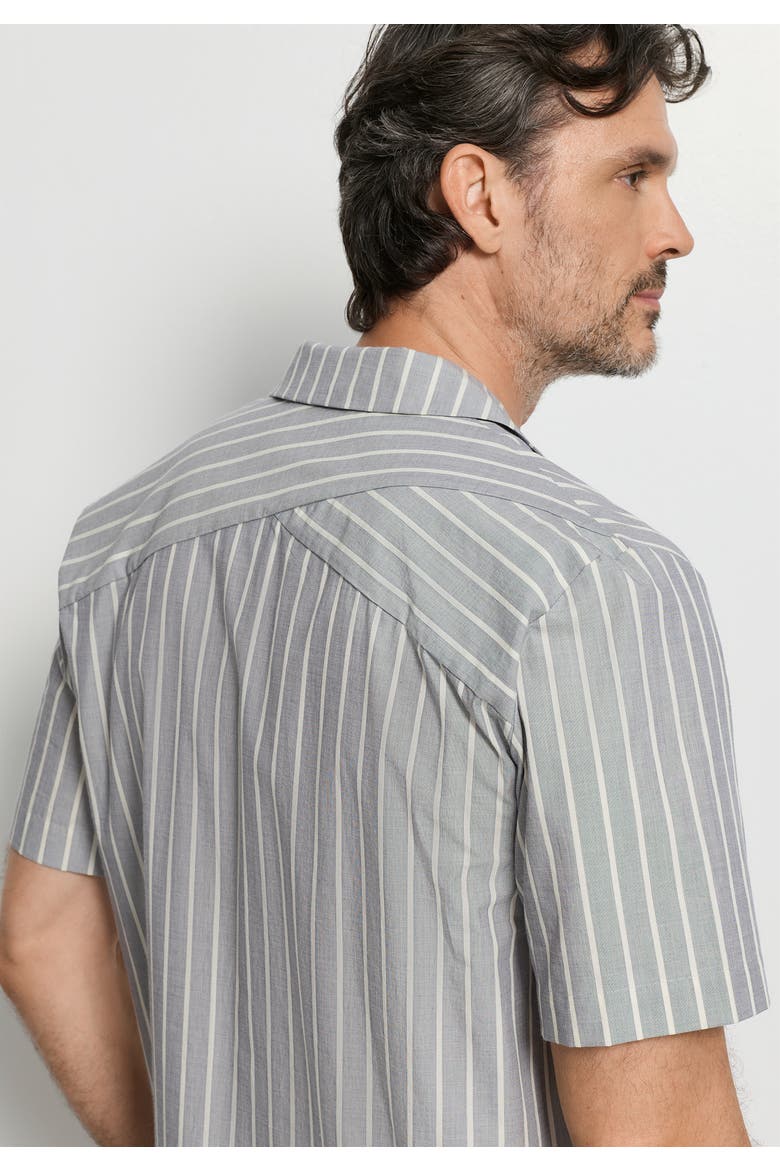 Night And Day Cotton Button Front Collared Shirt, Alternate, color, Denim Stripe