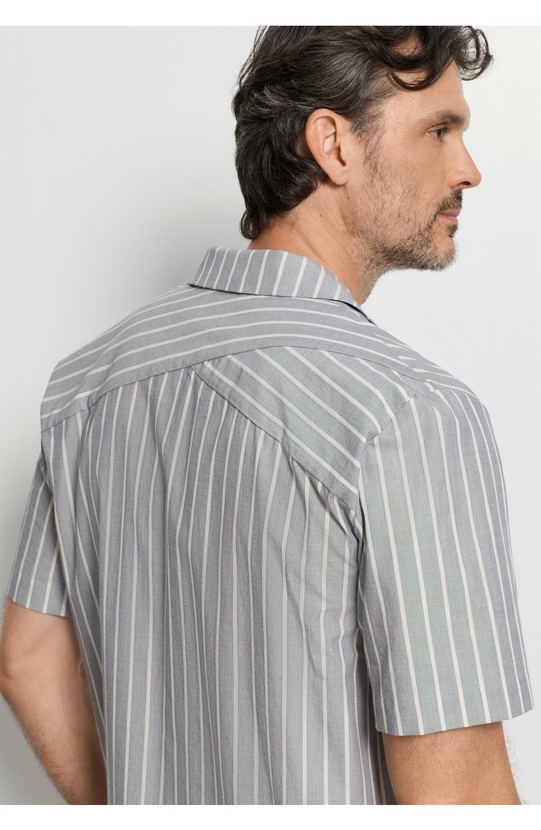 Hanro Night And Day Cotton Button Front Collared Shirt, Alternate, color, Denim Stripe