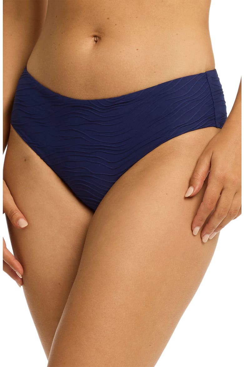 De Soleil Mid Bikini Bottoms, Alternate, color, FRENCH NAVY