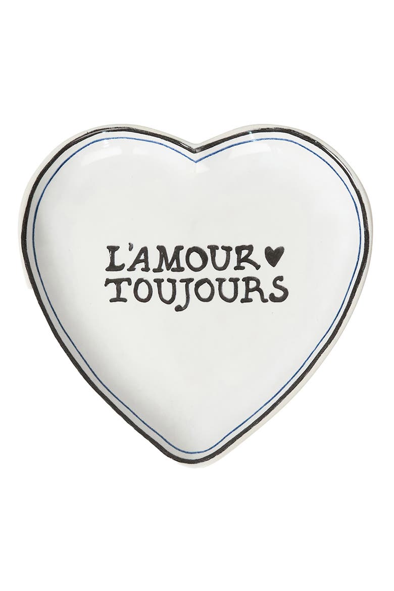 L'Amour Toujours Heart Shape Plate, Main, color, WHITEWASH/ BLACK