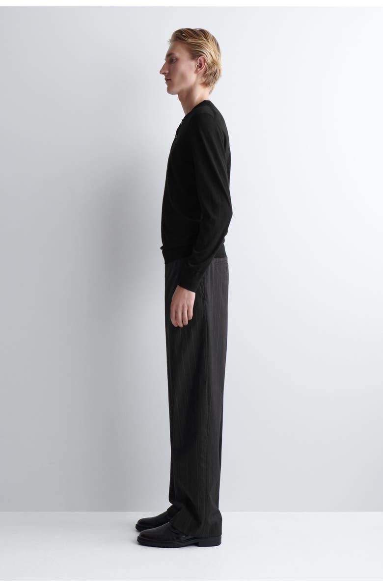 COS Slim Merino Wool Henley Top, Alternate, color, Black