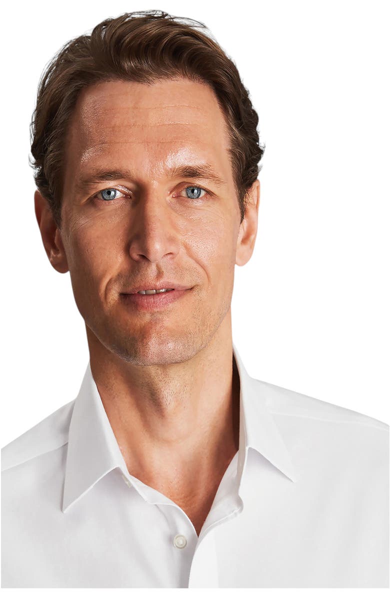 Charles Tyrwhitt Non-Iron Royal Oxford Slim Fit Shirt Double Cuff, Alternate, color, White