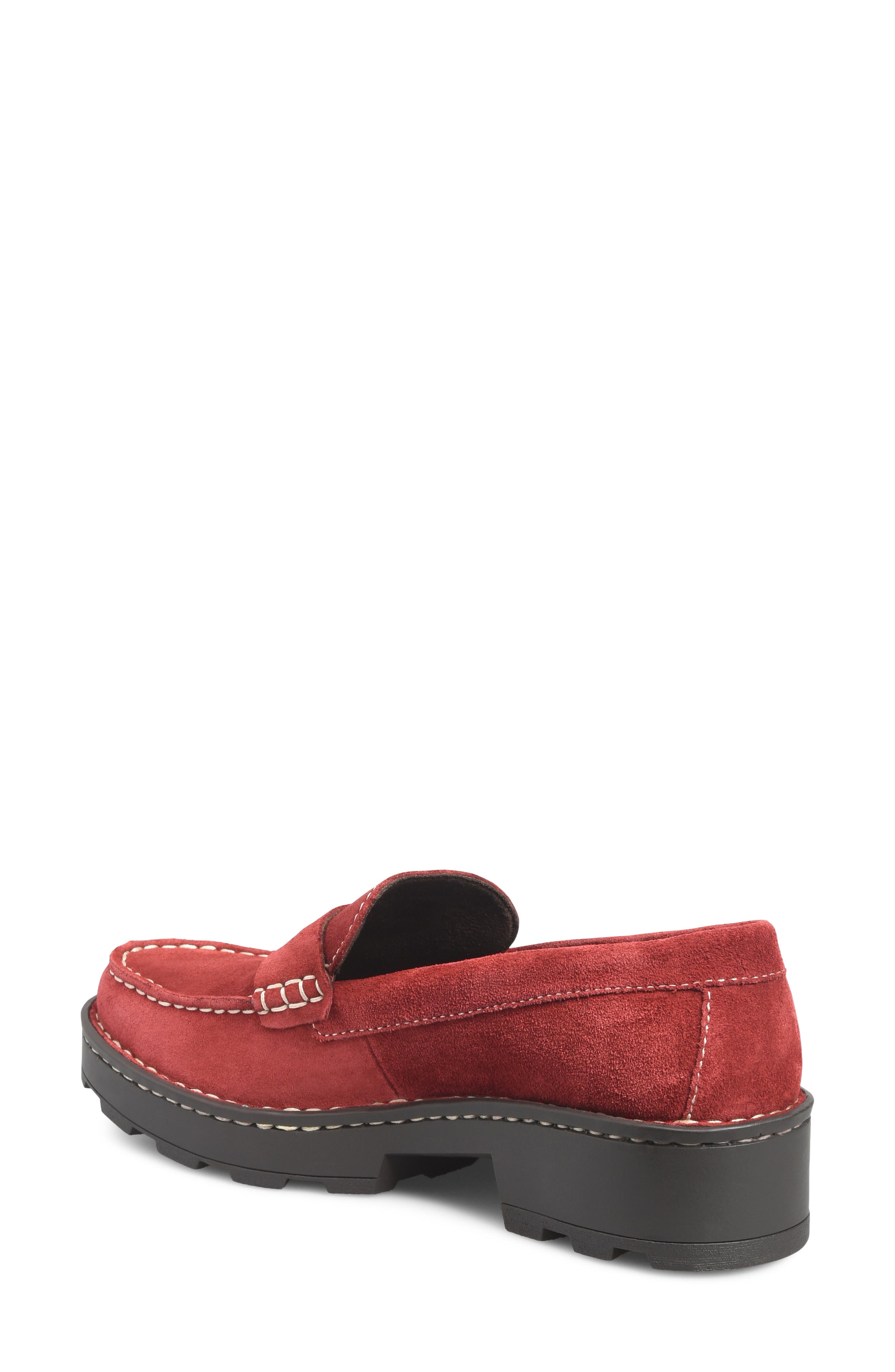 Carrera Platform Penny Loafer, Alternate, color, RED SUEDE