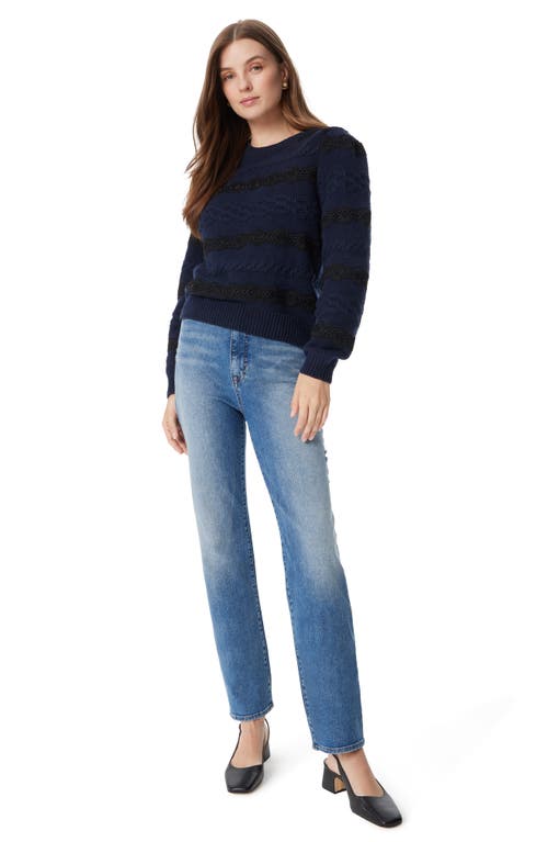 Sam Edelman Jette Lace Inset Cable Sweater In Navy