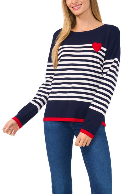 Sailor Stripe Heart Sweater