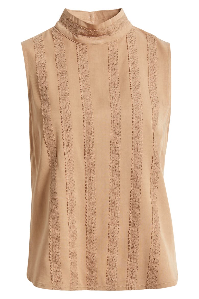 Sleeveless Mock Neck Shell, Alternate, color, CAMEL