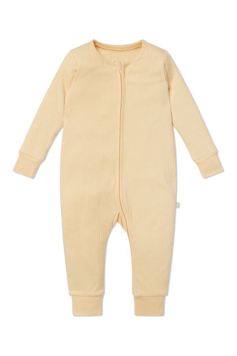 Rib Fitted One-Piece Romper, Main, color, RIBBED YELLOW