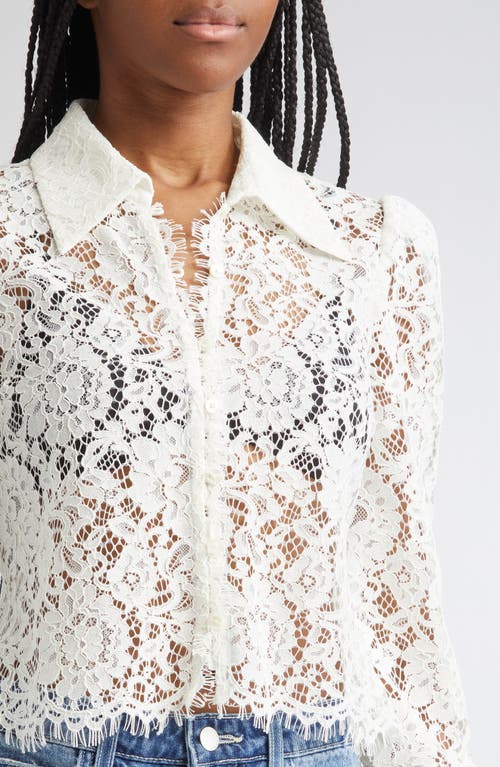 L Agence Miai Lace Button Down Blouse In Vintage White In White