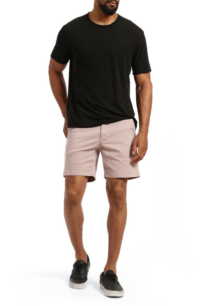 Noah Flat Front Stretch Twill Shorts, Alternate, color, ROSE TWILL