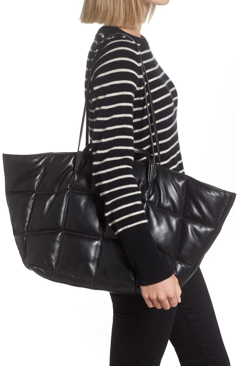 AllSaints Nadaline Quilted Leather Tote, Alternate, color,