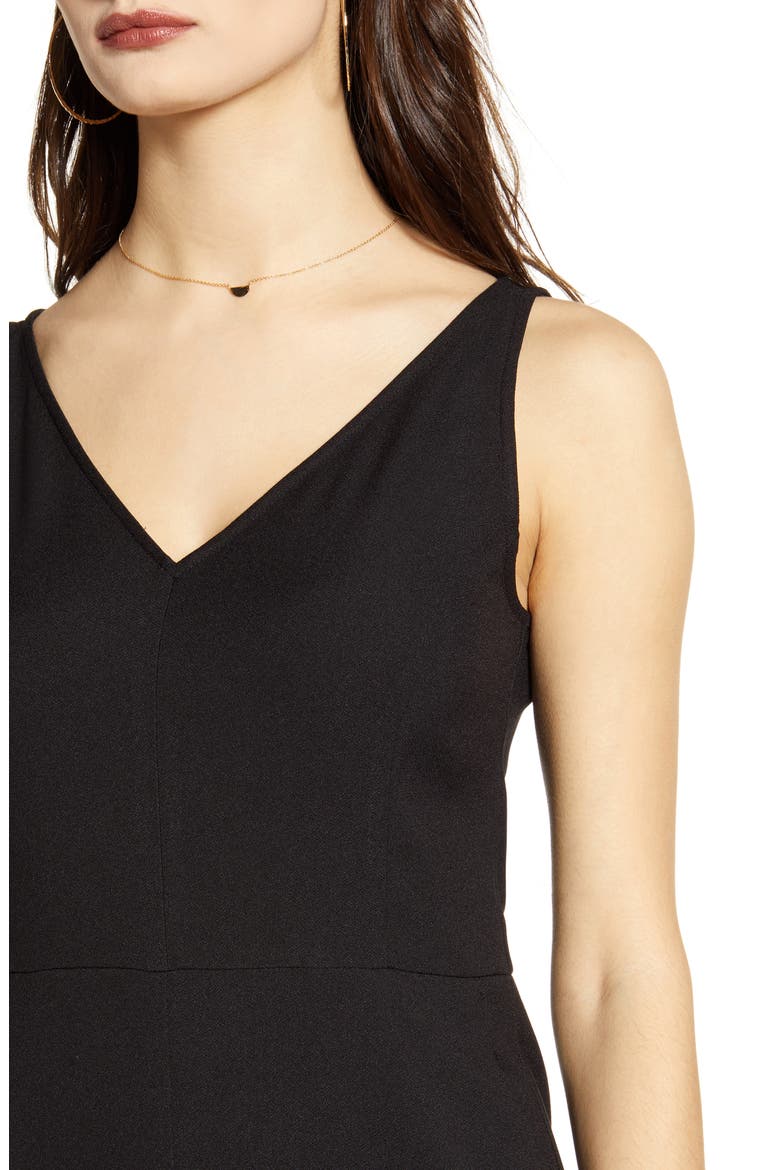 V-Neck Wide Leg Crop Jumpsuit, Alternate, color, BLACK