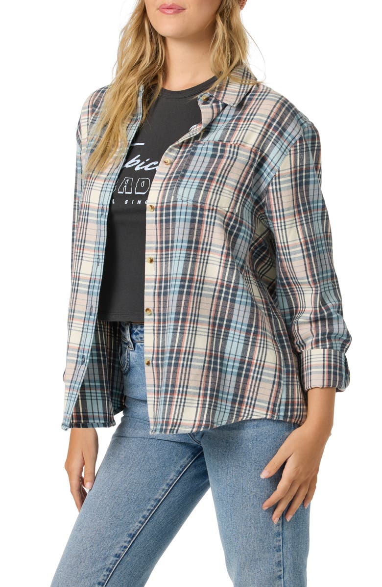 O'Neill Logan Brushed Flannel Button-Up Shirt, Alternate, color, Tourmaline