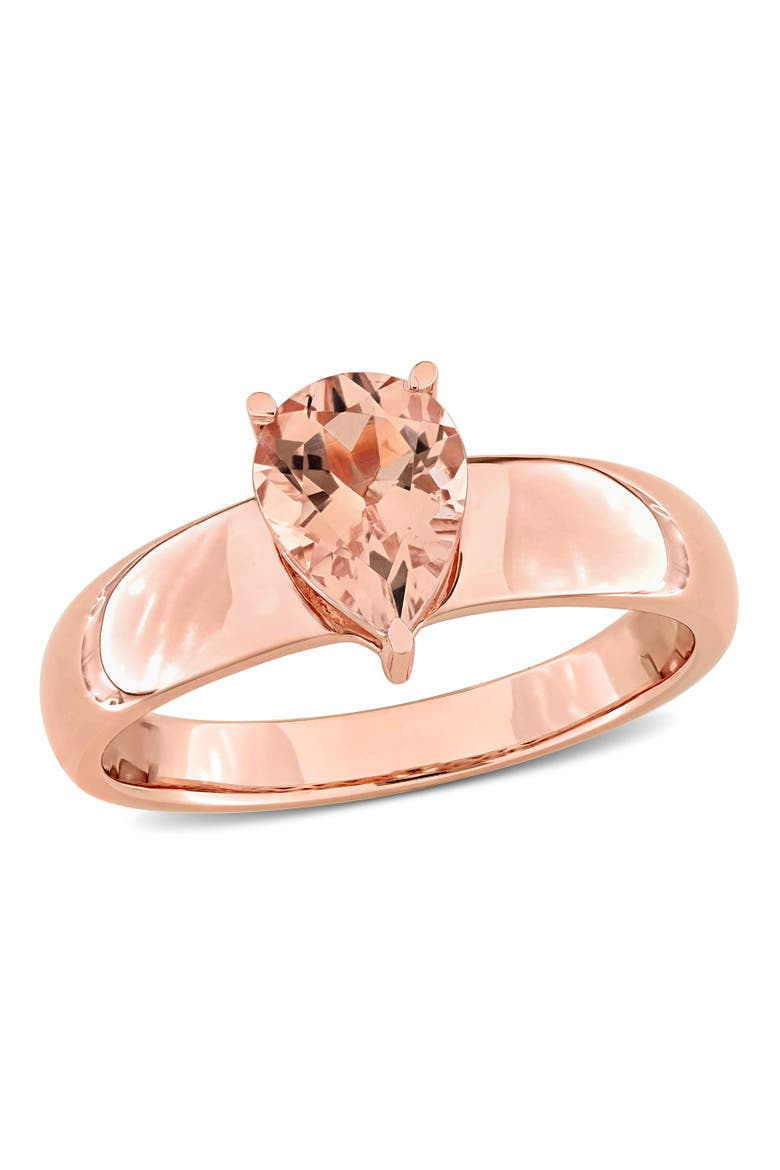 Morganite Teardrop Solitaire Ring 14k, Main, color, Morganite