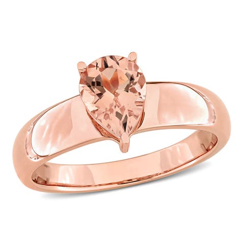 Morganite Teardrop Solitaire Ring 14k